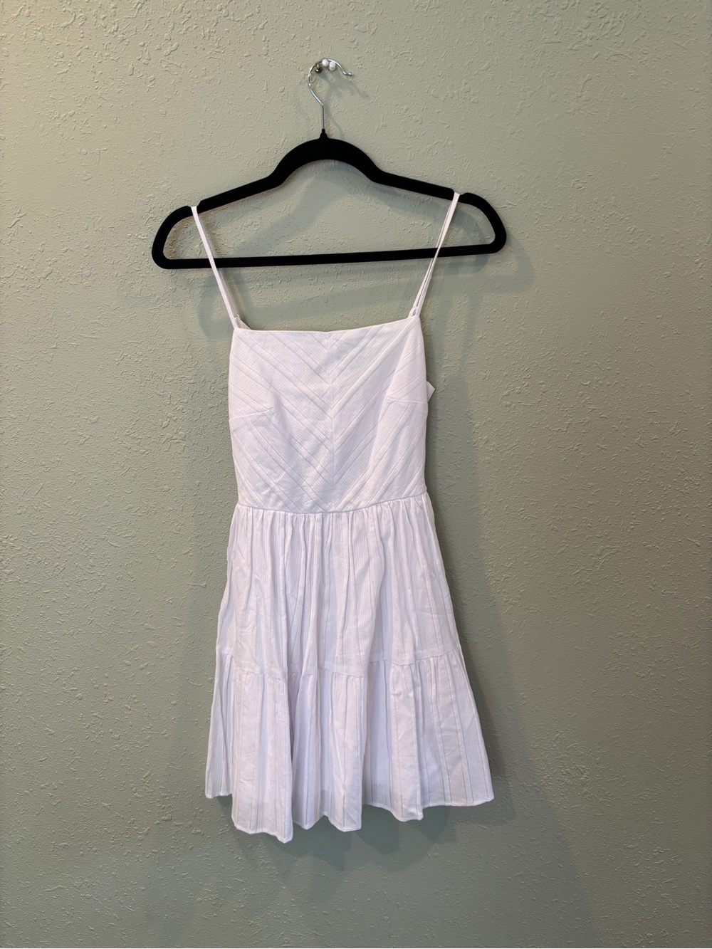Francesca's Collections White Tiered Spaghetti Strap Mini Dress